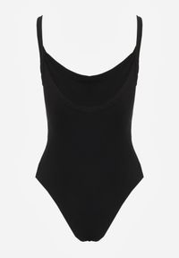 Born2be - Czarne Body Basic z Prążkowanej Dzianiny Bawełnianej Perochis. Okazja: na co dzień. Kolor: czarny. Materiał: bawełna, prążkowany, dzianina. Styl: casual #2
