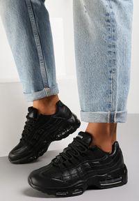Renee - Czarne Sneakersy Avagune. Nosek buta: okrągły. Kolor: czarny. Materiał: materiał. Szerokość cholewki: normalna. Wzór: aplikacja