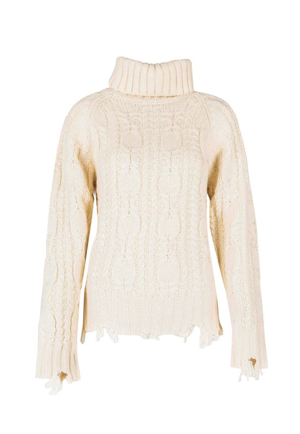 Silvian Heach Sweter | CVA22097LU | Kobieta | Kremowy. Okazja: na co dzień. Typ kołnierza: golf. Kolor: kremowy. Materiał: akryl, wełna, poliester, nylon. Wzór: aplikacja, ze splotem. Styl: casual