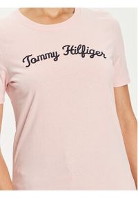 TOMMY HILFIGER - Tommy Hilfiger T-Shirt Script WW0WW42589 Różowy Regular Fit. Kolor: różowy. Materiał: bawełna #3