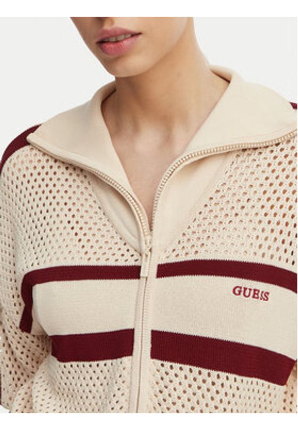 Guess Bluza V6GR08 Z0729 Beżowy Regular Fit. Kolor: beżowy. Materiał: wiskoza, syntetyk