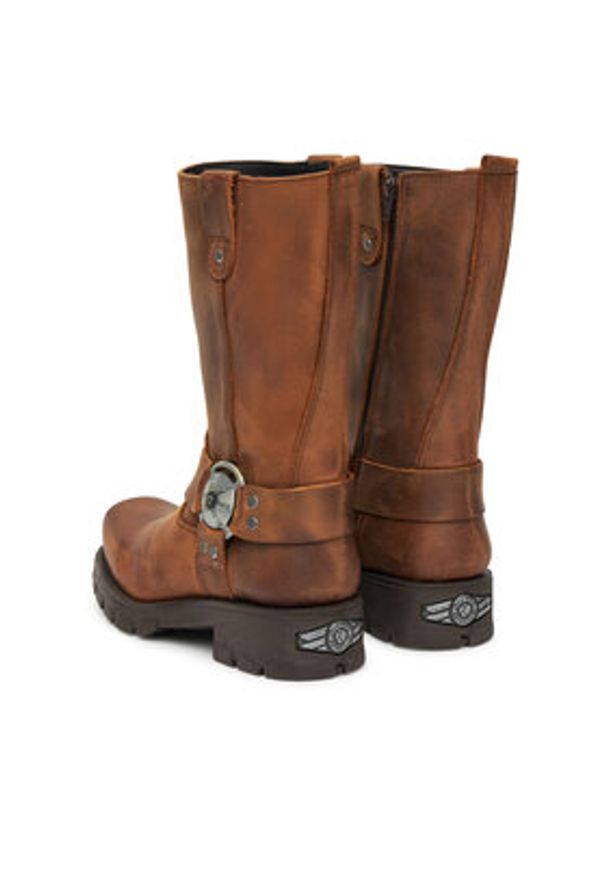 NEW ROCK Kozaki M-7610-C2 Brązowy. Kolor: brązowy. Materiał: skóra. Styl: rockowy