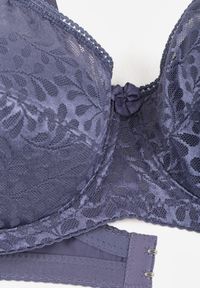 Renee - Granatowo-Szary Biustonosz Koronkowy z Usztywnieniem i Regulowanymi Ramiączkami Lurefia. Kolor: niebieski. Materiał: koronka. Wzór: koronka #3