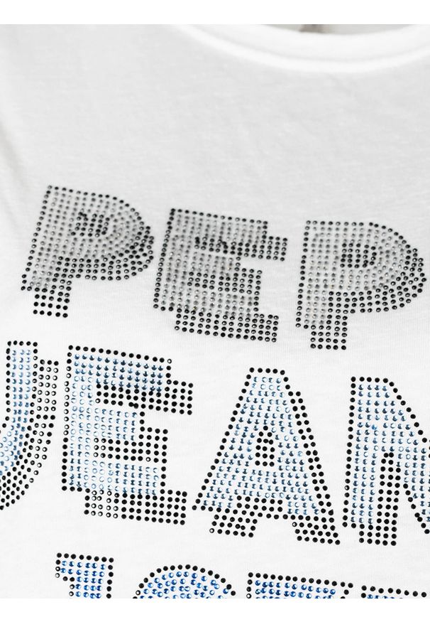Pepe Jeans T-Shirt "Bibiana" | PL504817 | Bibiana | Kobieta | Biały. Okazja: na co dzień. Kolor: biały. Materiał: poliester, bawełna, wiskoza. Wzór: aplikacja, nadruk. Styl: casual