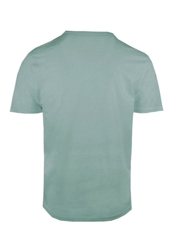 T-Shirt, Dekolt na Guziki -Pako Jeans- Lekki Melanż - Miętowa. Okazja: na co dzień. Kolor: miętowy. Materiał: bawełna. Wzór: melanż. Styl: casual