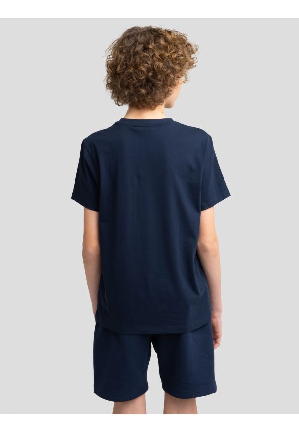 Big-Star - Koszulka chłopięca z nadrukiem na piersi granatowa Tiker 403. Okazja: na co dzień, na uczelnię. Kolor: niebieski. Materiał: dzianina, jeans. Wzór: nadruk. Styl: klasyczny, retro, casual