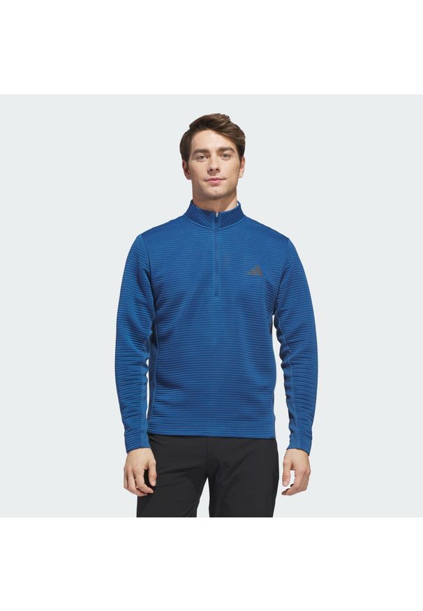 Adidas - Zakładana przez głowę bluza Ultimate365 Dwr Textured Quarter Zip. Typ kołnierza: golf. Kolor: niebieski. Materiał: materiał. Sport: golf