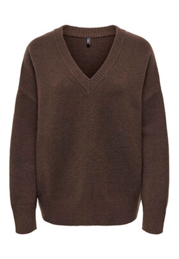 only - ONLY Sweter Mari 15360940 Brązowy Loose Fit. Kolor: brązowy. Materiał: syntetyk