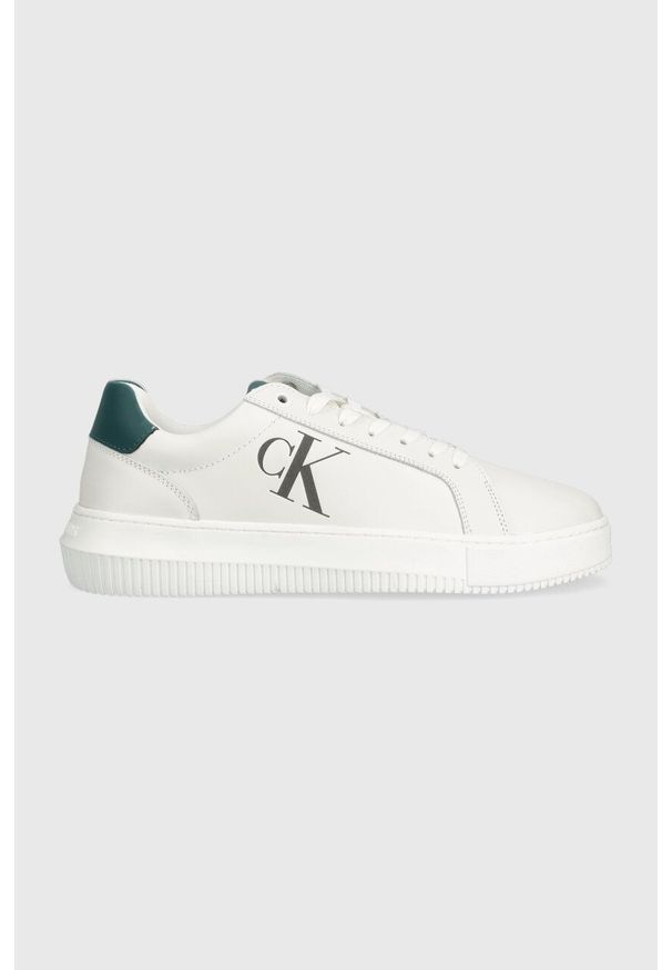 Calvin Klein Jeans sneakersy skórzane CHUNKY CUPSOLE LACEUP LTH MIX kolor biały YM0YM00775. Zapięcie: sznurówki. Kolor: biały. Materiał: skóra