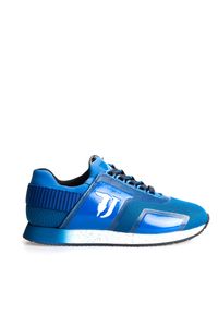 Trussardi Jeans Sneakersy | 77A00154 | Mężczyzna | Niebieski. Nosek buta: okrągły. Zapięcie: bez zapięcia. Kolor: niebieski. Materiał: tkanina, skóra ekologiczna. Wzór: nadruk, aplikacja