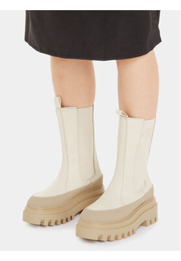 Calvin Klein Jeans Sztyblety Flatform Chelsea Boot Lth Wn YW0YW01111 Écru. Materiał: skóra