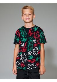 Sinsay - Bawełniana koszulka ze wzorkiem świątecznym - czarny. Kolor: czarny. Materiał: bawełna. Styl: wizytowy #1