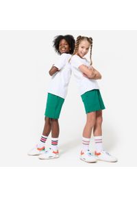 DOMYOS - Spodenki sportowe dla dzieci Decathlon. Okazja: na co dzień. Kolor: zielony. Materiał: bawełna, materiał, poliester, elastan. Styl: sportowy