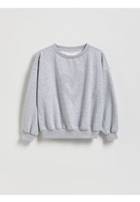 Reserved - Bluza z aplikacją - jasnoszary. Kolor: szary. Materiał: dzianina, bawełna. Wzór: aplikacja #1