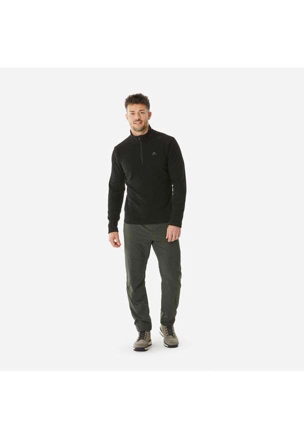 quechua - Polar turystyczny męski Quechua MH100. Typ kołnierza: kołnierzyk stójkowy. Kolor: czarny. Materiał: materiał, poliester. Sport: wspinaczka