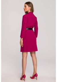 Stylove - Elegancka żakietowa sukienka marynarka z paskiem - śliwkowa. Materiał: elastan, poliester, wiskoza. Styl: elegancki #5