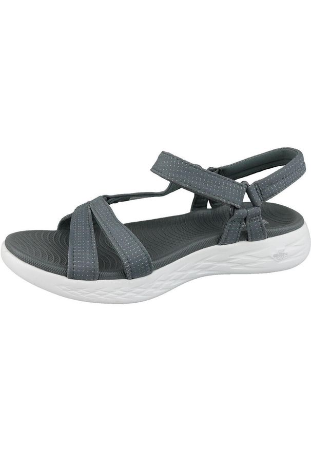 skechers - Skechers On The Go 600, damskie, sandały, Szare. Kolor: szary. Materiał: tkanina