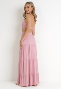 Born2be - Różowa Rozkloszowana Sukienka z Wycięciami i Wiązaniem Abisal. Kolor: różowy #2