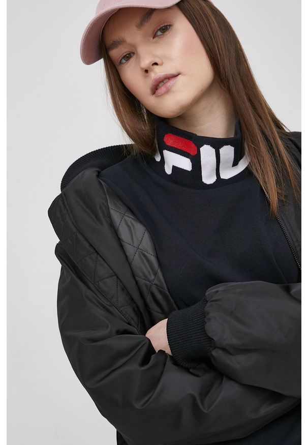 Fila Kurtka bomber damski kolor czarny przejściowa. Kolor: czarny