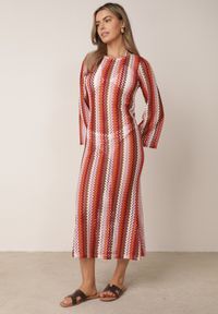Born2be - Bordowa Rustykalna Sukienka Letnia z Plecionki w Paski Ixelle. Okazja: na co dzień. Kolor: czerwony. Długość rękawa: długi rękaw. Wzór: paski. Sezon: lato. Typ sukienki: proste. Styl: elegancki, klasyczny, wakacyjny, casual #5