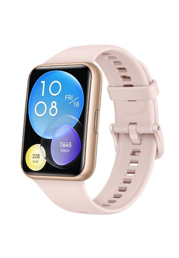 HUAWEI - Huawei Watch Fit 2 Active złoty. Rodzaj zegarka: smartwatch. Kolor: złoty. Materiał: guma, mesh, skóra. Styl: sportowy, klasyczny, elegancki
