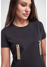 Elisabetta Franchi - T-shirt damski ELISABETTA FRANCHI. Wzór: geometria, aplikacja, gładki #3