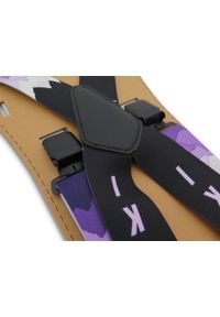 Modini - Czarno-fioletowe szerokie narciarskie szelki do spodni - SKI T39. Kolor: wielokolorowy, czarny, fioletowy. Materiał: skóra, guma #1