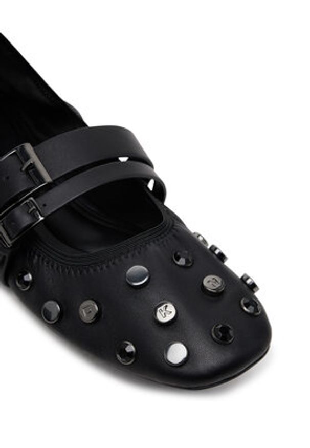 DKNY Baleriny K1552868 Czarny. Kolor: czarny. Materiał: skóra