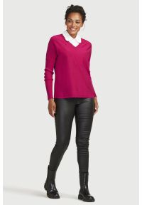 Cellbes - Dzianinowy sweter. Typ kołnierza: dekolt w serek. Kolor: różowy. Materiał: dzianina #5