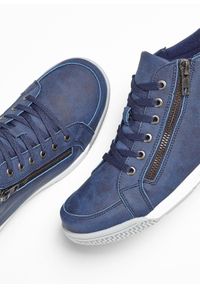 bonprix - Wysokie sneakersy z zamkiem. Okazja: na co dzień. Zapięcie: zamek. Kolor: niebieski #3