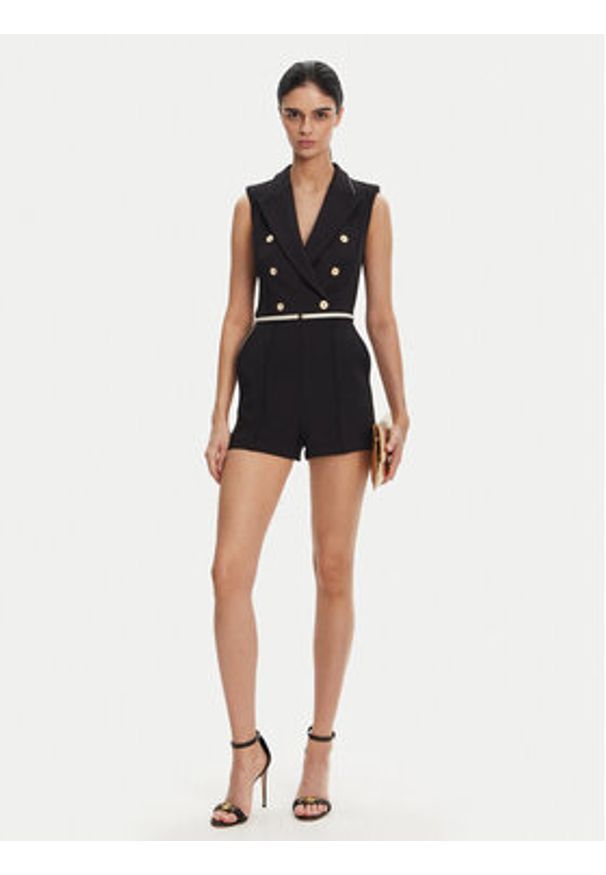 Elisabetta Franchi Kombinezon TU-T45-51E2 Czarny Regular Fit. Kolor: czarny. Materiał: syntetyk