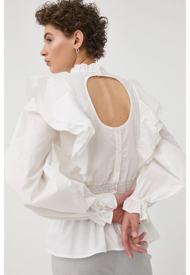 Bruuns Bazaar bluzka bawełniana damska kolor biały gładka. Kolor: biały. Materiał: bawełna. Wzór: gładki