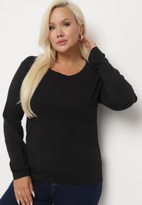 Born2be - Czarna Bluzka Lonsleeve z Bawełny Niritha. Okazja: na spotkanie biznesowe, do pracy. Kolor: czarny. Materiał: bawełna. Styl: biznesowy, elegancki #3