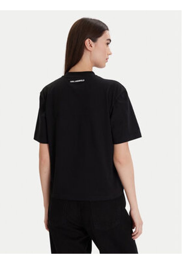 Karl Lagerfeld - KARL LAGERFELD T-Shirt A1W17013 Czarny Relaxed Fit. Typ kołnierza: dekolt w karo. Kolor: czarny. Materiał: bawełna