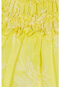 Mayoral - Sukienka dziecięca. Kolor: żółty. Materiał: tkanina, bawełna, poliester, materiał. Długość rękawa: krótki rękaw. Wzór: gładki. Typ sukienki: rozkloszowane. Długość: mini #2