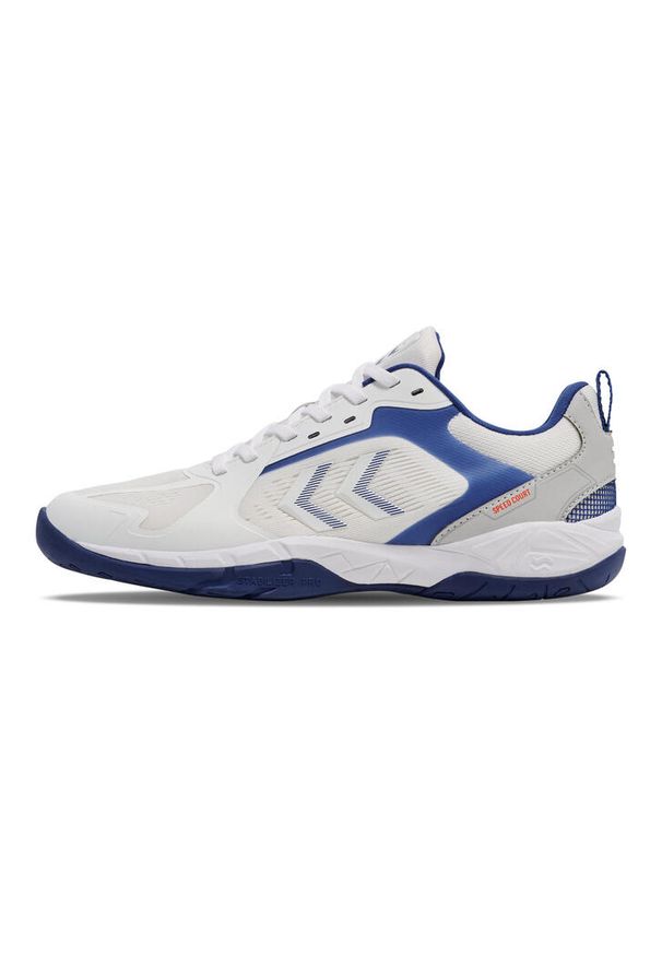Buty do chodzenia męskie Hummel Speed Court. Zapięcie: sznurówki. Kolor: biały, wielokolorowy, niebieski. Materiał: materiał, syntetyk, tkanina. Szerokość cholewki: normalna. Sport: turystyka piesza