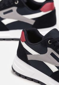 Born2be - Granatowe Buty Sportowe Sznurowane z Nubuku Syntetycznego Algin. Nosek buta: okrągły. Zapięcie: sznurówki. Kolor: niebieski. Materiał: nubuk, syntetyk. Sezon: wiosna, lato. Obcas: na obcasie. Wysokość obcasa: niski #2