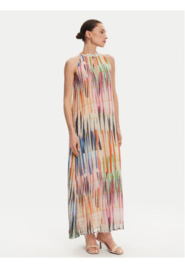 LOLA CASADEMUNT Sukienka letnia LS2516027 Kolorowy Relaxed Fit. Materiał: wiskoza. Wzór: kolorowy. Sezon: lato