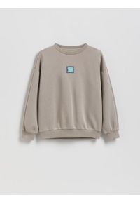 Reserved - Bawełniana bluza oversize - beżowy. Kolor: beżowy. Materiał: bawełna