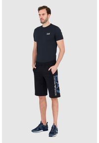 EA7 Emporio Armani - EA7 Czarne męskie szorty dresowe, Rozmiar L. Kolor: czarny. Materiał: dresówka, bawełna. Długość: krótkie