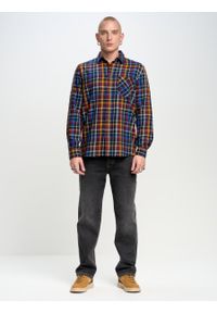 Big-Star - Koszula męska w kratę granatowa Dakowis 403. Kolor: niebieski. Materiał: jeans, tkanina, bawełna. Wzór: kolorowy, haft. Styl: rockowy, klasyczny, retro #1