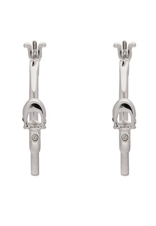 Coach Kolczyki Signature Hoop Earrings 37408160RHO030 Srebrny. Materiał: metalowe. Kolor: srebrny