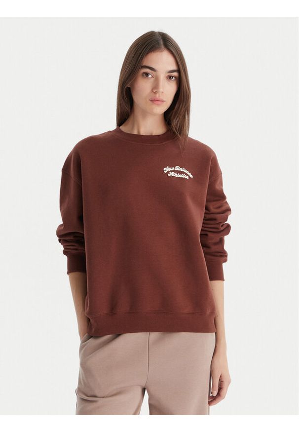 New Balance Bluza WT53516 Brązowy Relaxed Fit. Kolor: brązowy. Materiał: bawełna
