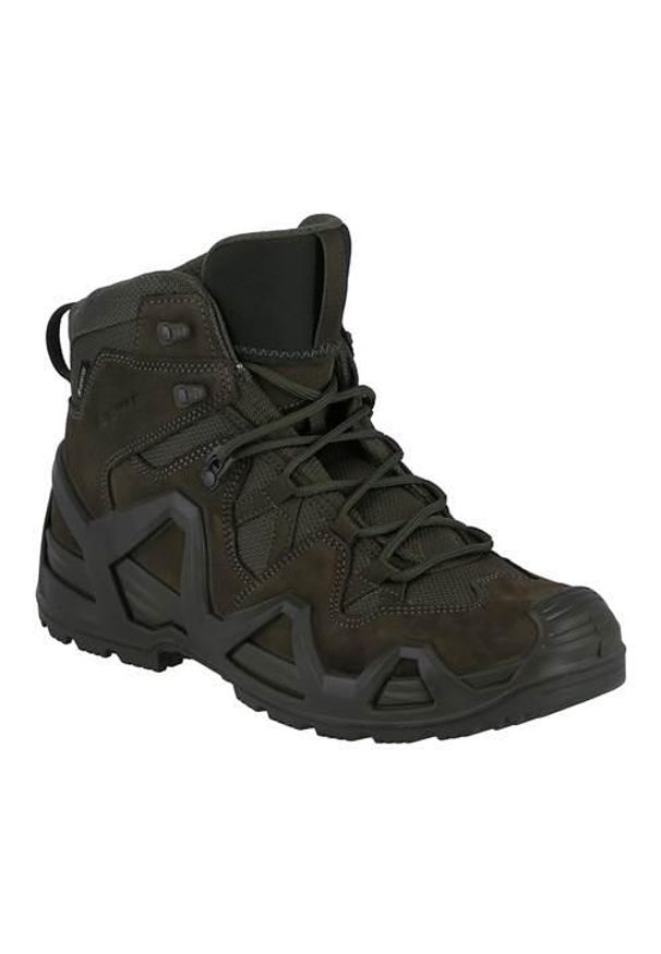 Buty trekkingowe męskie Lowa Zephyr Mk2 Gtx Mid. Wysokość cholewki: za kostkę. Zapięcie: sznurówki. Kolor: wielokolorowy, czarny, zielony. Materiał: materiał, skóra, syntetyk. Szerokość cholewki: normalna