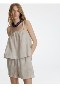 Reserved - Lniane szorty - beżowy. Kolor: beżowy. Materiał: len