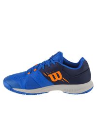 Buty do tenisa męskie, Wilson Kaos Comp 3.0. Zapięcie: sznurówki. Kolor: niebieski. Materiał: syntetyk, materiał. Szerokość cholewki: normalna. Sport: tenis
