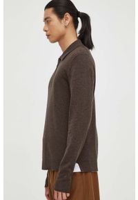 TIGER OF SWEDEN - Tiger Of Sweden sweter wełniany męski kolor brązowy lekki. Kolor: brązowy. Materiał: wełna. Długość rękawa: długi rękaw. Długość: krótkie #5