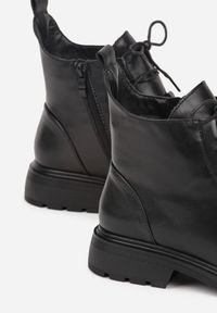 Born2be - Czarne Botki Trzewiki ze Skóry Naturalnej Lilidessa. Okazja: na co dzień. Kolor: czarny. Materiał: skóra. Styl: elegancki, casual, klasyczny #4