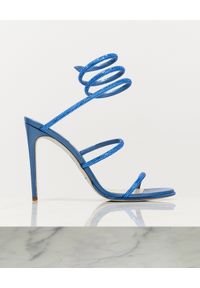 RENE CAOVILLA - Niebieskie szpilki z kryształami Cleo. Nosek buta: okrągły. Zapięcie: pasek. Kolor: niebieski. Wzór: aplikacja. Obcas: na szpilce. Wysokość obcasa: średni #6