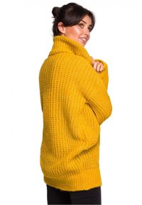 Polskie swetry - Długi ciepły sweter tunika z wysokim golfem. Okazja: na co dzień. Typ kołnierza: golf. Materiał: wełna, dzianina, poliakryl, materiał. Długość rękawa: długi rękaw. Długość: długie. Styl: casual, elegancki #2